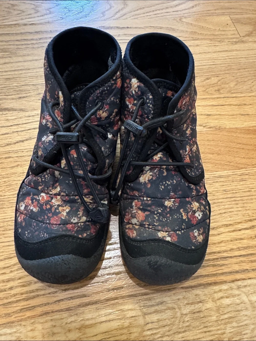 KEEN Kids Howser Floral Waterproof Boots - Black with Pink Floral